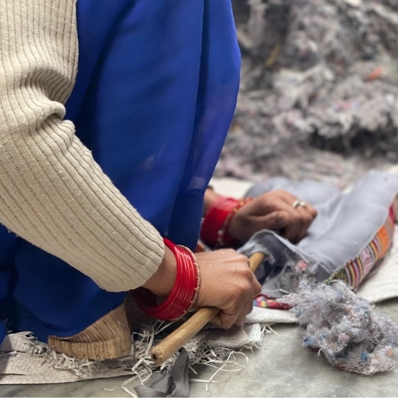 Folding Cotton Meditation Pillow | Handmade in Rishikesh, India | Black - Picture 12 of 12